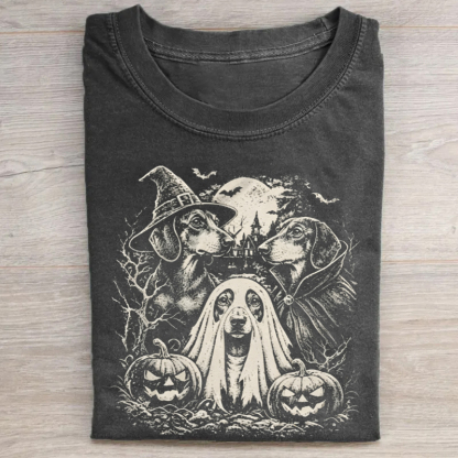 Vintage Ghost Witch Vampire Wiener Dog T-Shirt