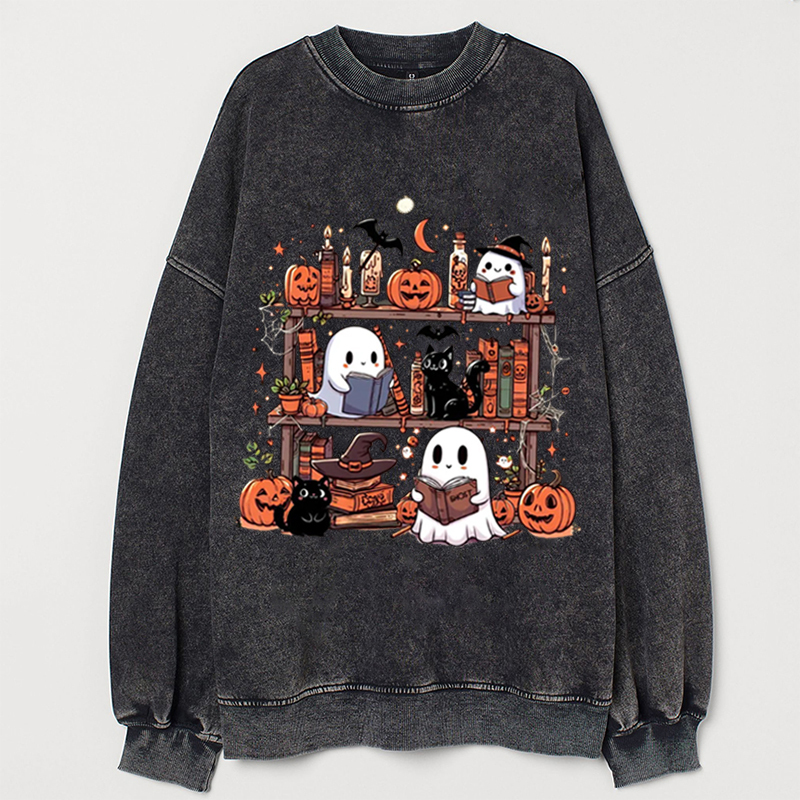 Halloween Retro Cute Ghost Cat Sweatshirt