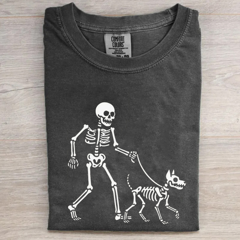 Slightly Subtle Skeleton Walking Dog T-shirt