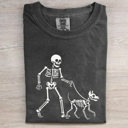Slightly Subtle Skeleton Walking Dog T-shirt