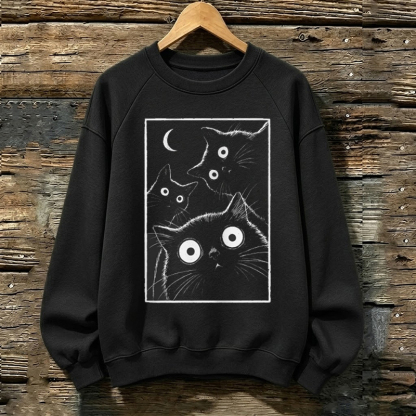 Vintage Black Cat Moon Sweatshirt