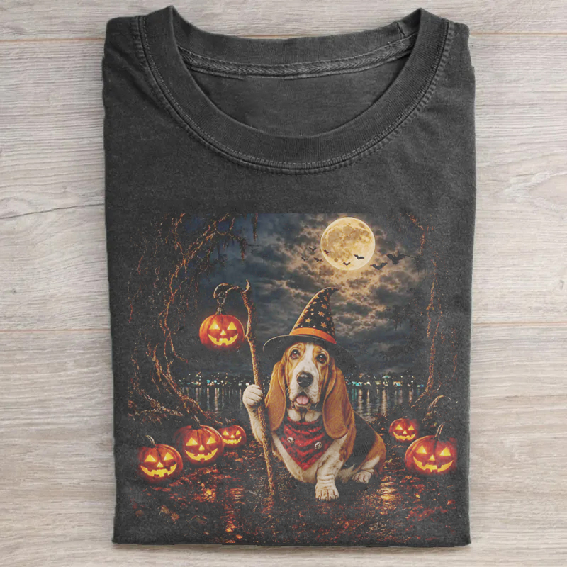 Vintage Basset Hound Halloween T-shirt