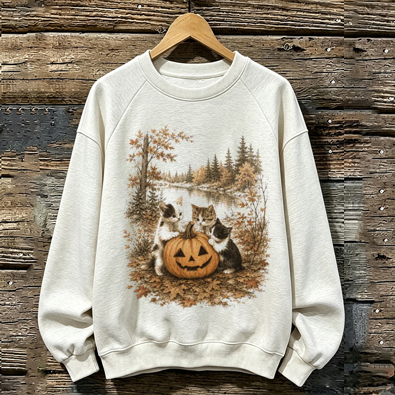 Vintage 90s Cat Halloween Sweatshirt