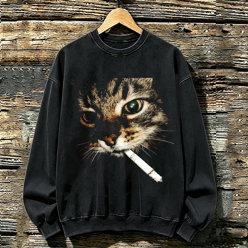 Cat Smoking Cigarette Sweatshirt