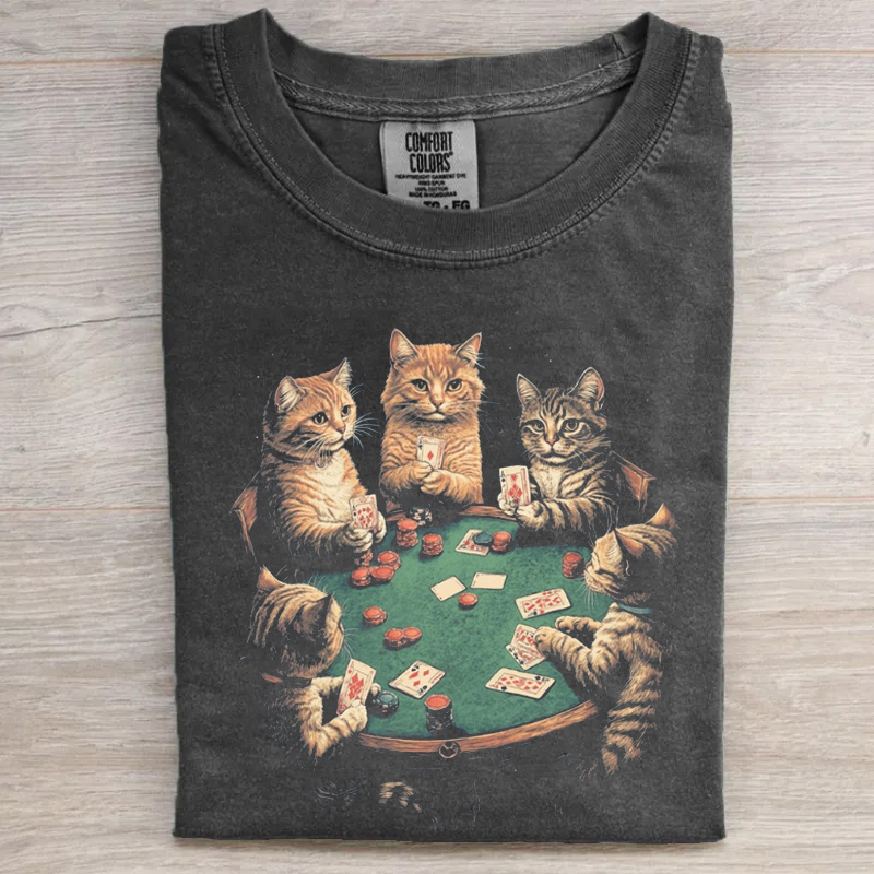 Vintage 90s Poker Cats T-shirt