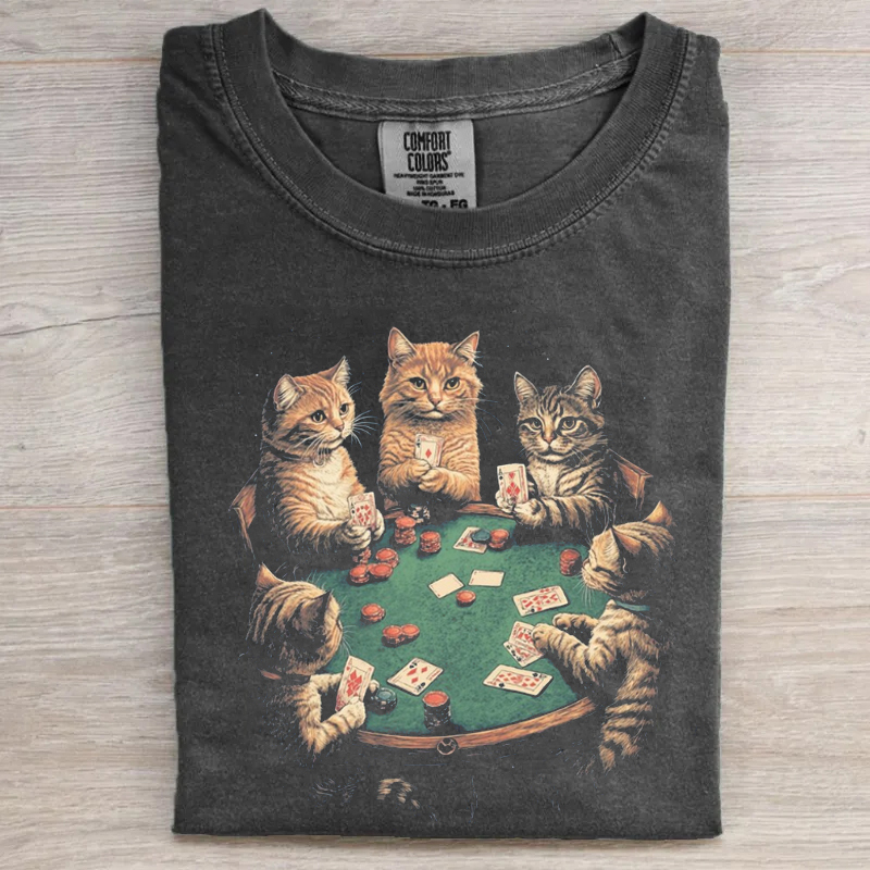Vintage 90s Poker Cats T-shirt