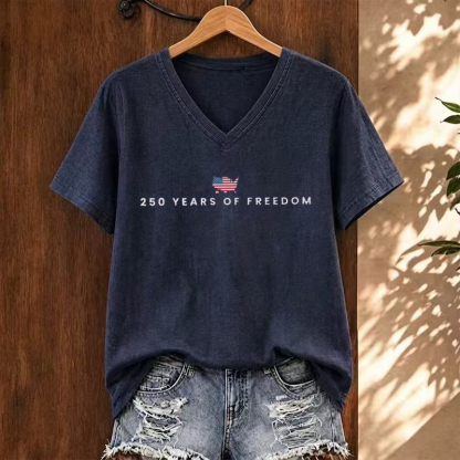 1776 2026 Land Of The Free Patriotic V-neck T-shirt