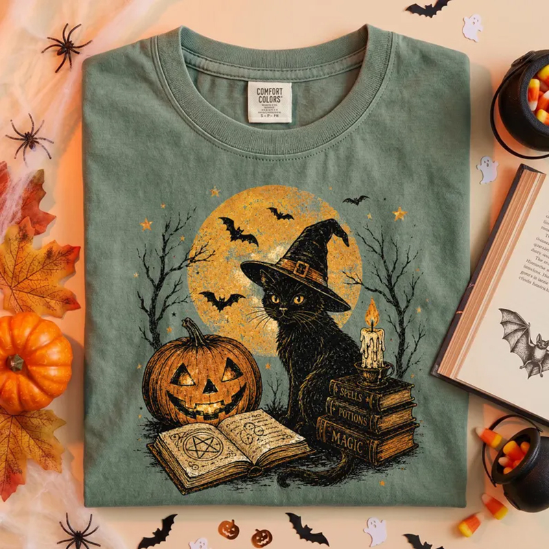 Black Cat Halloween T-Shirt