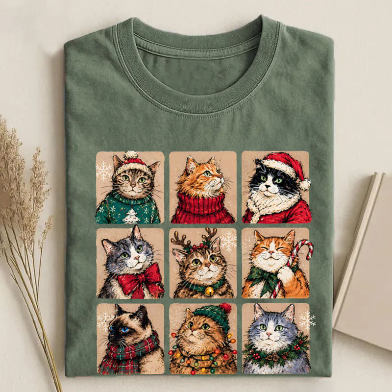 Vintage Christmas Cats T-shirt