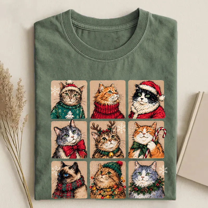 Vintage Christmas Cats T-shirt