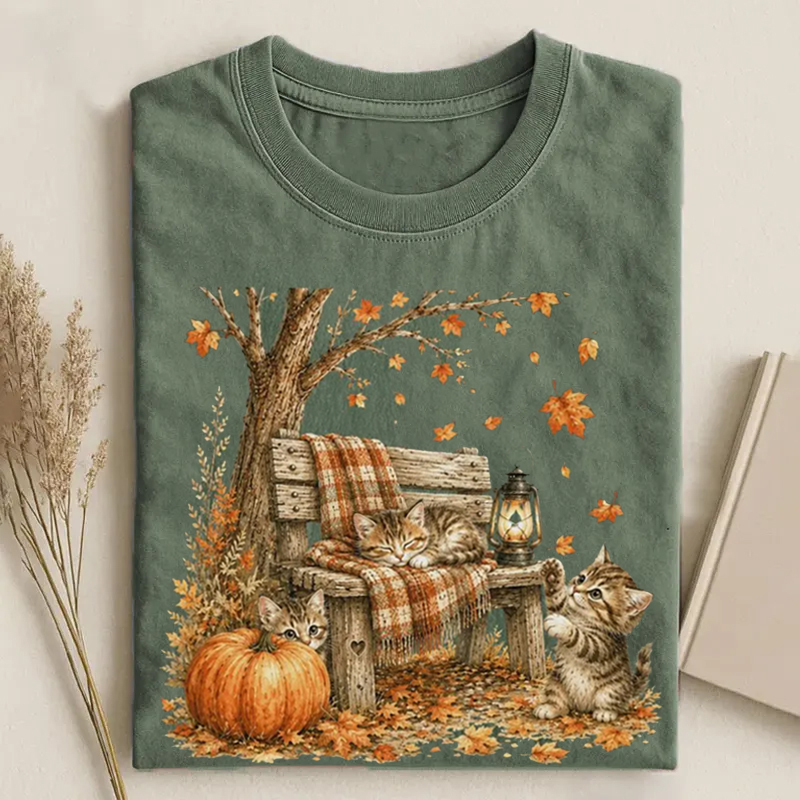 Fall Cat Pumpkin T-shirt