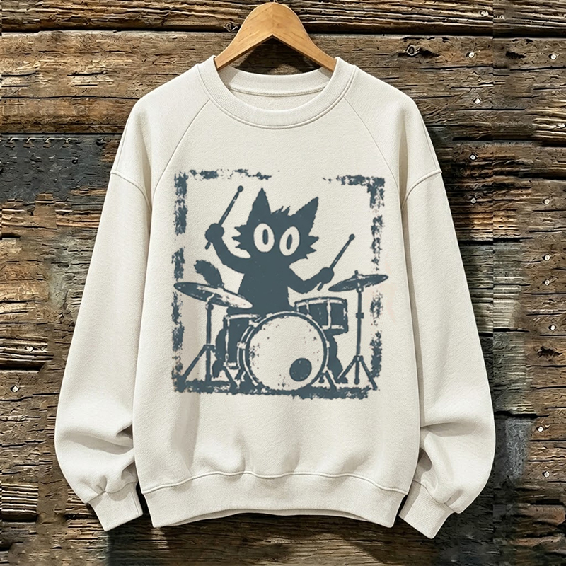 Rock Star Drummer Cat Sweatshirt