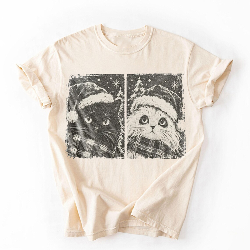 Vintage Christmas Cat T-shirt