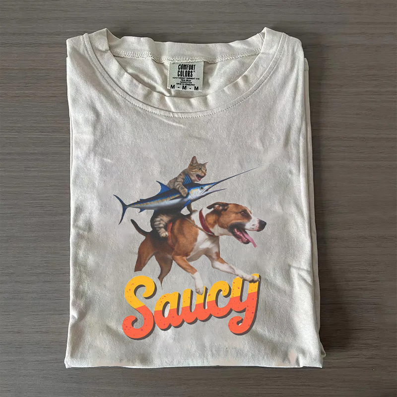 Funny Cat Dog Fish Meme T-shirt