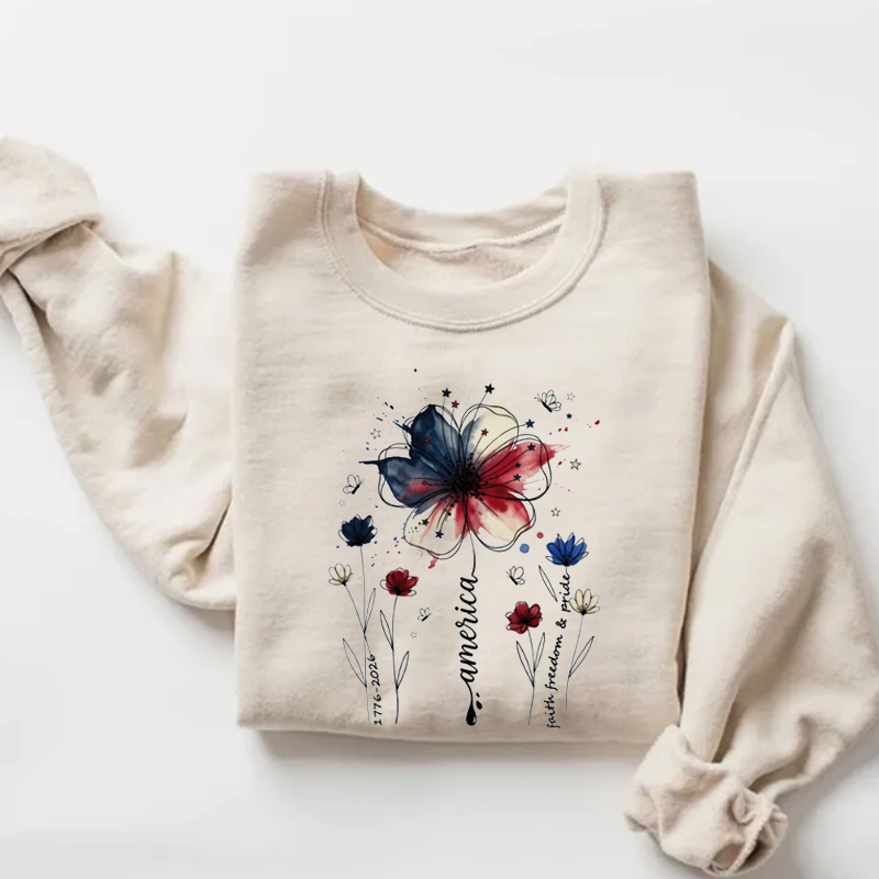 USA 250th Anniversary Floral Sweatshirt