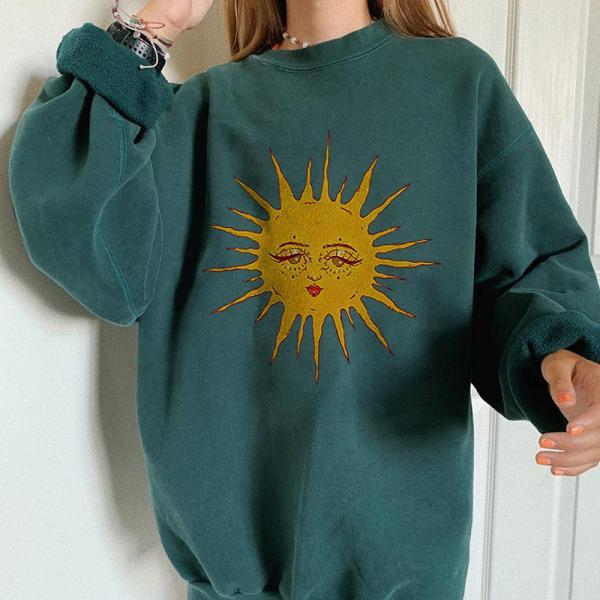 Casual Celestial Sun Print Sweatshirt
