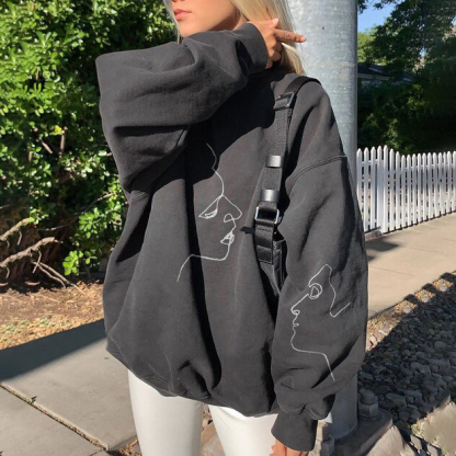 Vintage Basic Face Print Sweatshirt