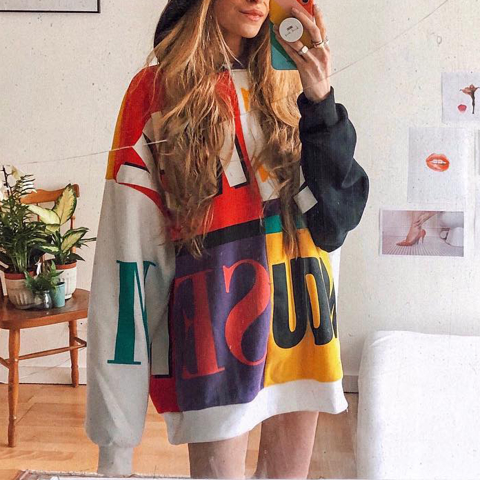 Casual Colorful Color-block Hoodie