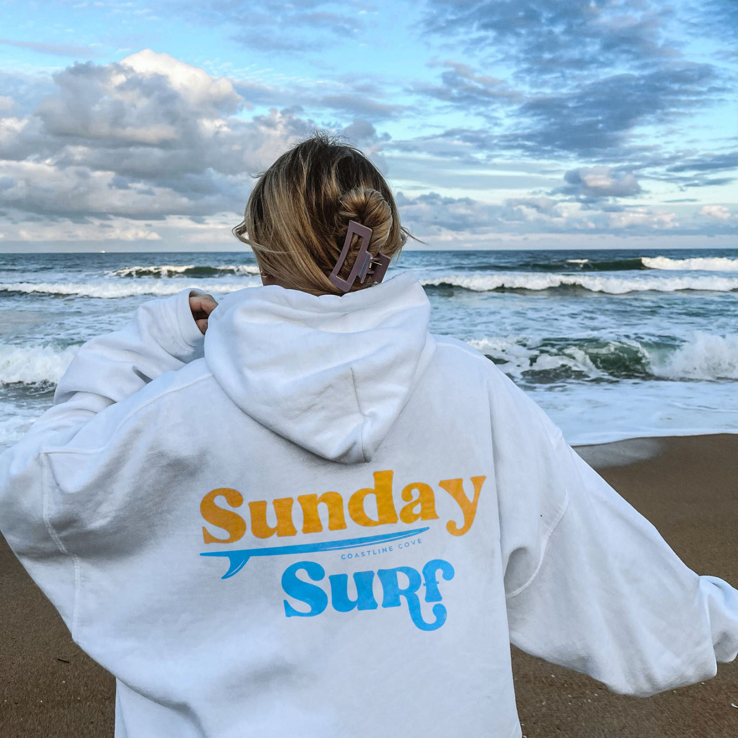 Sunday Surf Print Casual Hoodie