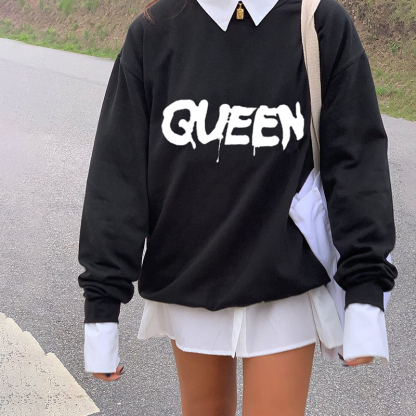 Ladies Fashion QUEEN Long Sleeve Sweatshirt