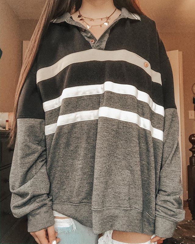 Stripe Button Up Sweatshirt