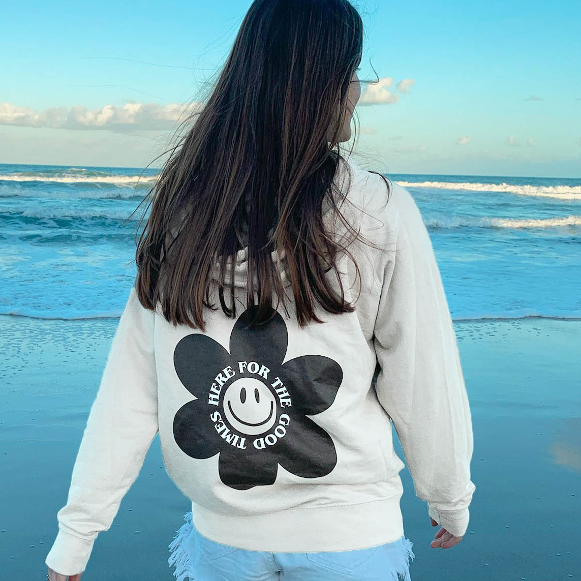 Good Times Smiley Print Casual Hoodie