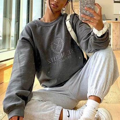 Grey Casual ST. MORITZ Print Sweatshirt