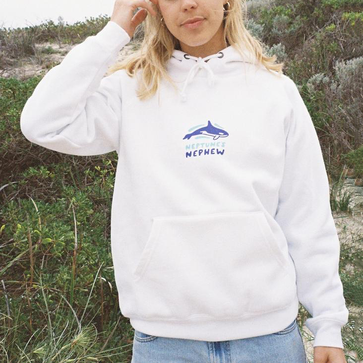 Vintage Killer Whale Print Hoodie