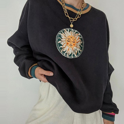 Celestial Sun Print Sweatshirt