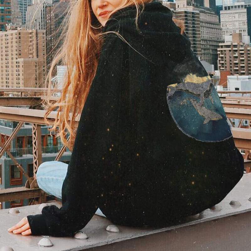 Vintage Whale Print Sweatshirt