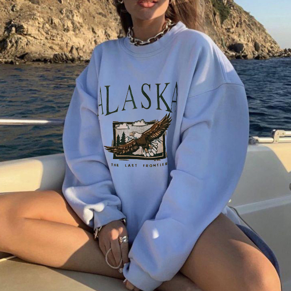 Casual Alaska Print Long Sleeve Sweatshirt