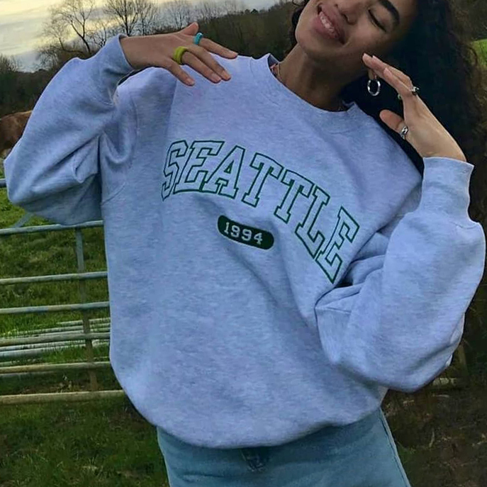 Casual Seattle Print Sweatshirt