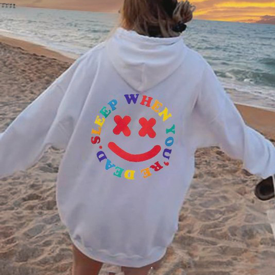Sleep When You're Dead Face Print Hoodie
