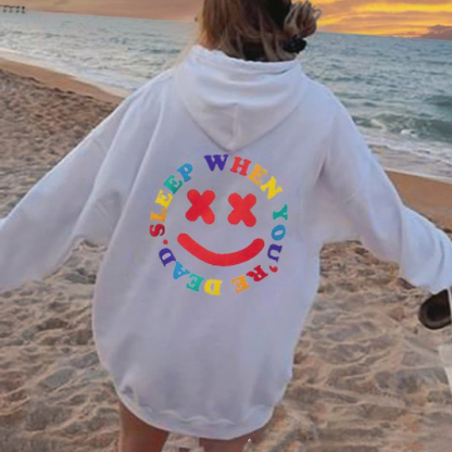 Sleep When You're Dead Face Print Hoodie