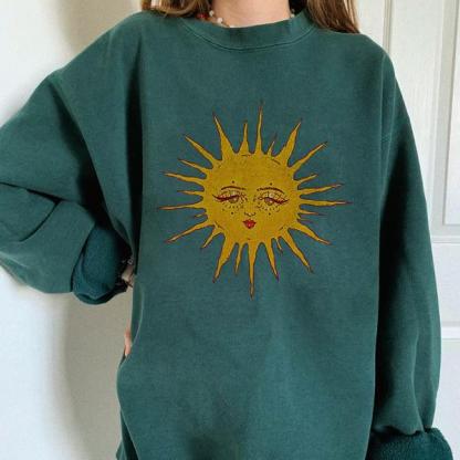 Casual Celestial Sun Print Sweatshirt