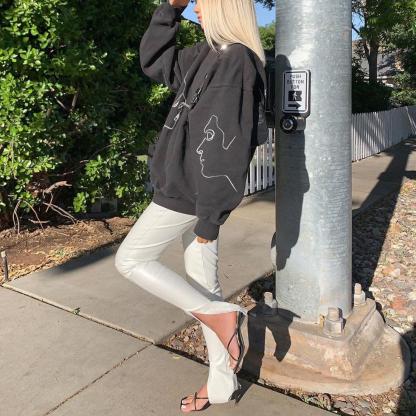 Vintage Basic Face Print Sweatshirt