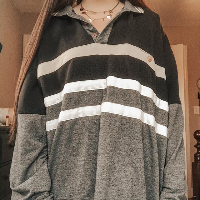 Stripe Button Up Sweatshirt