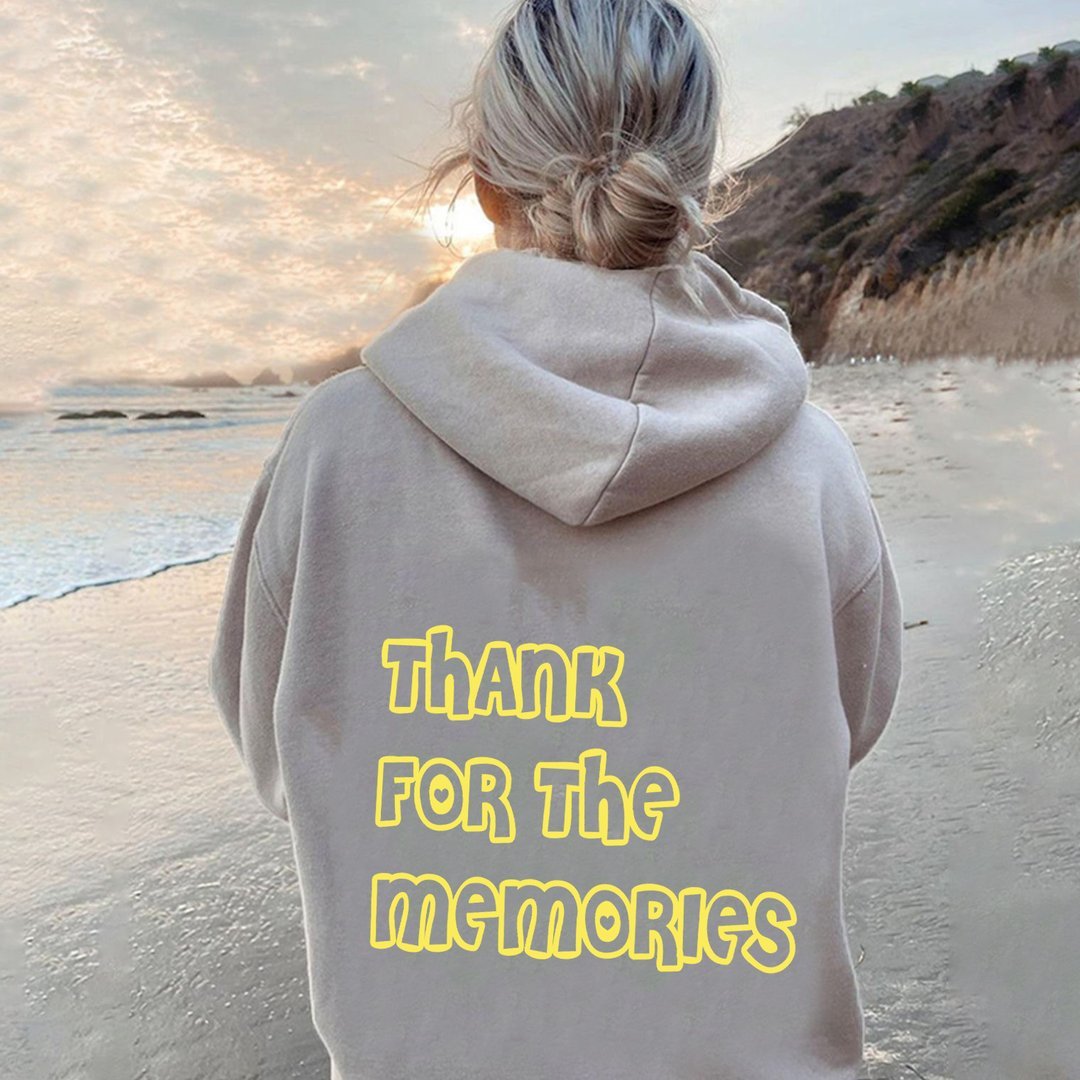 Thank For The Memories Print Casual Sweatshirt