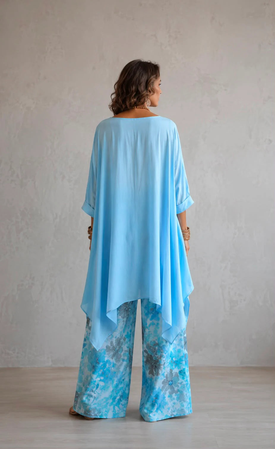 Elegantes Leinen-Set „Milena“: Luftige Tunika & Weite Hose mit Blumendruck – Stilvoller 2-Teiler