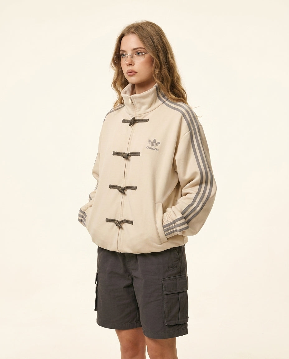 Ivory Solace Summer Striped Jacket Ivory Jacket with Asymmetric silhouette and Textured texture, clean studio product view for Weekend Styling, Coffee in Marais, Euro Chic Premium by rumoved