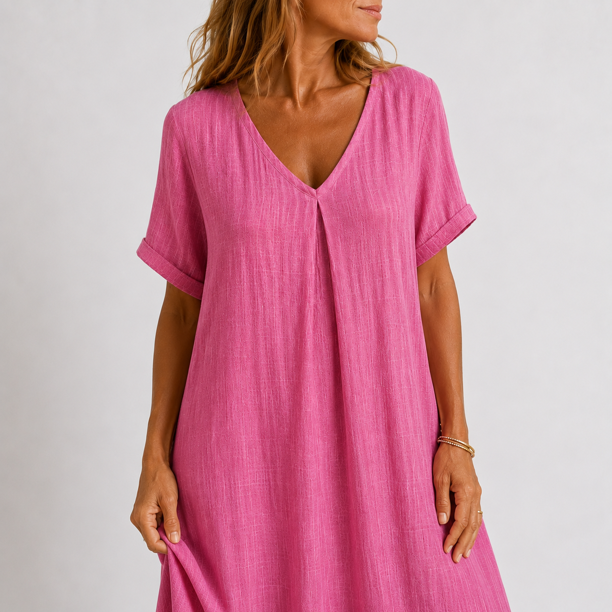 Violette™ Elegant-luftiges Leinen-Maxikleid mit V-Ausschnitt & figurfreundlicher A-Linie