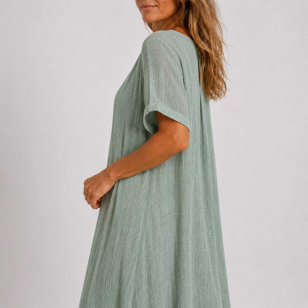 Violette™ Elegant-luftiges Leinen-Maxikleid mit V-Ausschnitt & figurfreundlicher A-Linie