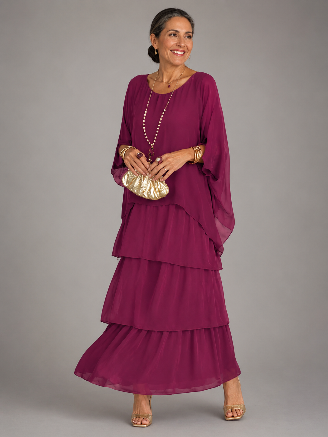 Lara™ Elegantes Lagenlook-Maxikleid – Fließendes Chiffonkleid mit schmeichelhaftem Stufendesign