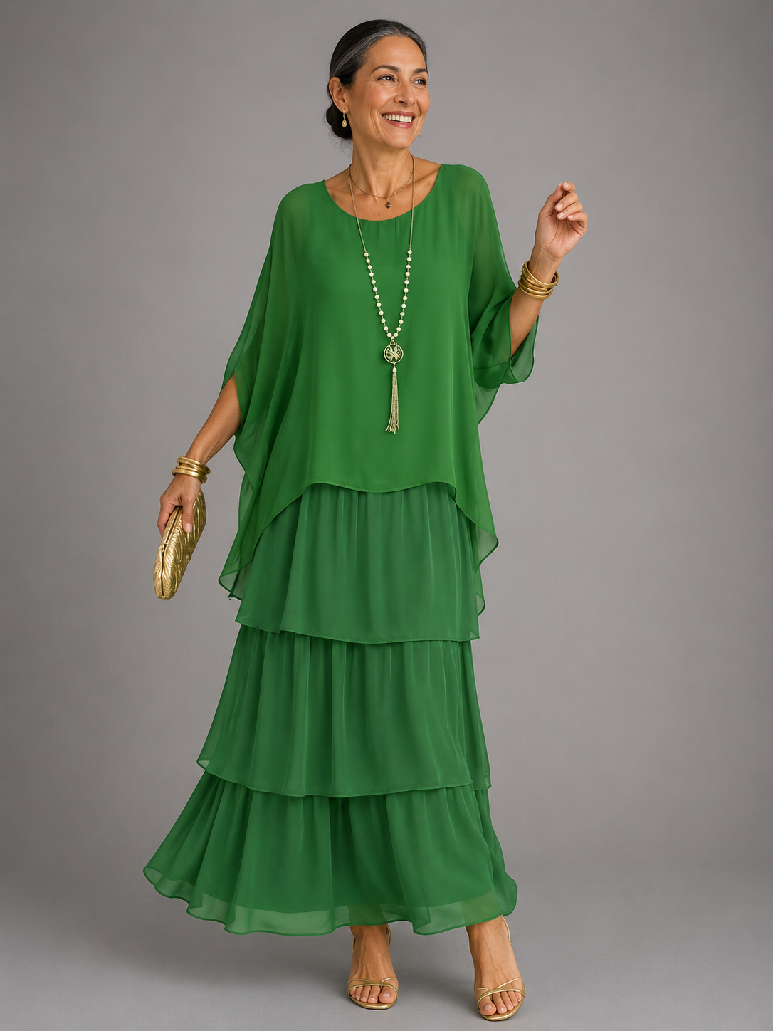 Lara™ Elegantes Lagenlook-Maxikleid – Fließendes Chiffonkleid mit schmeichelhaftem Stufendesign
