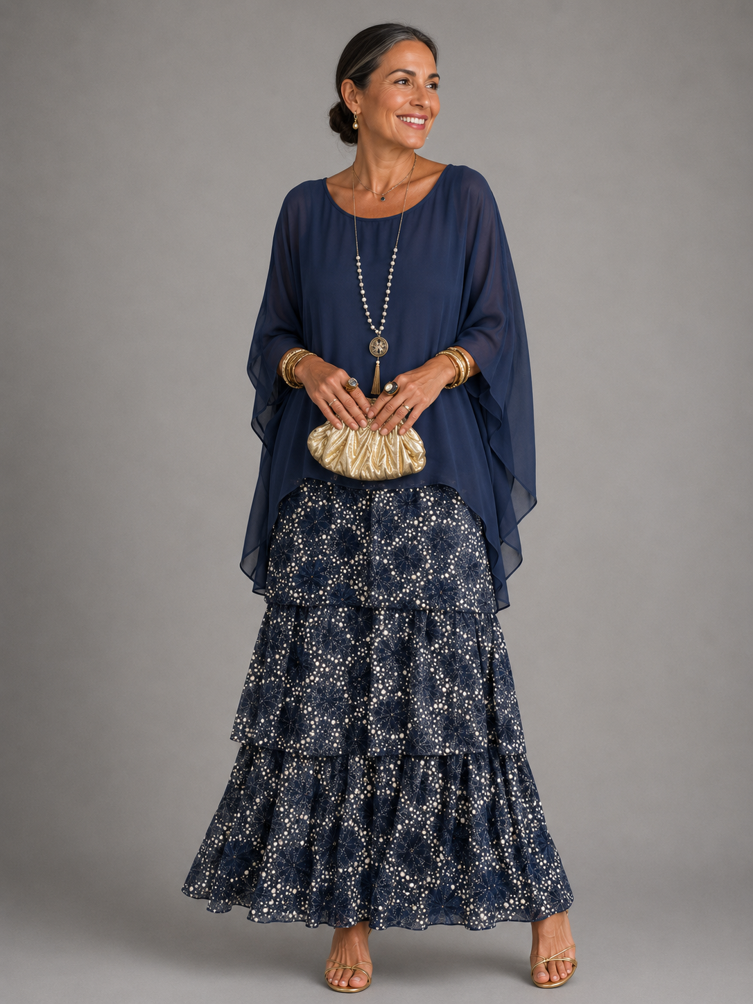 Lara™ Elegantes Lagenlook-Maxikleid – Fließendes Chiffonkleid mit schmeichelhaftem Stufendesign