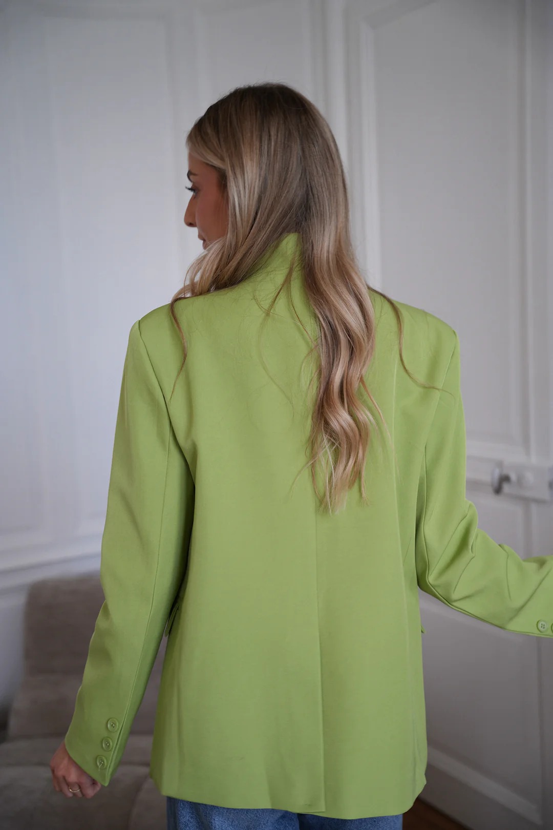 Olive Plaid Asymmetric Blazer