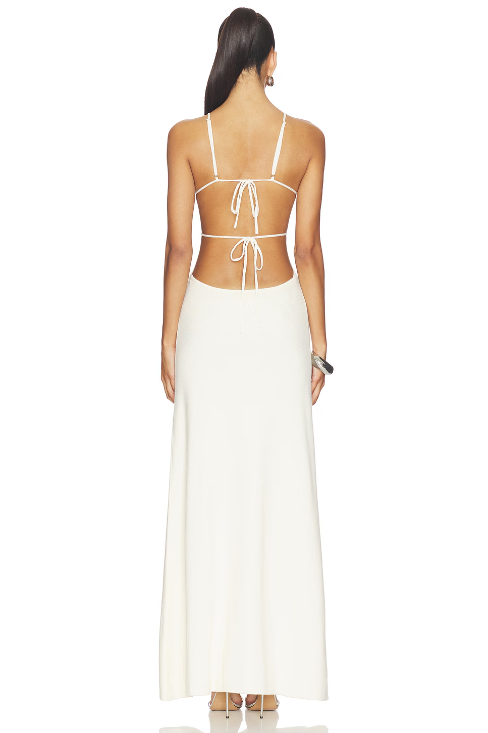 Sand Dune Satin Cut-Out Maxi Dress