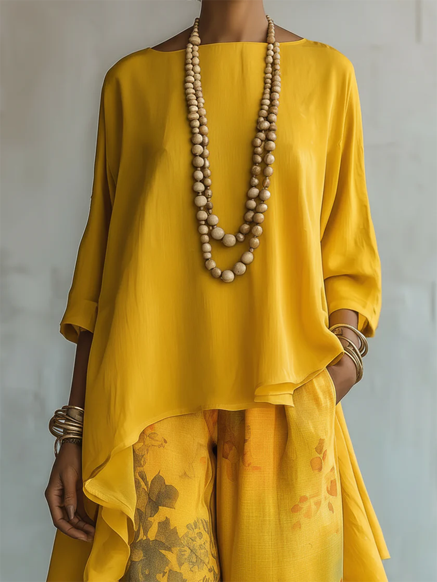 Milena - Stylish Flower Set with Wide Pants