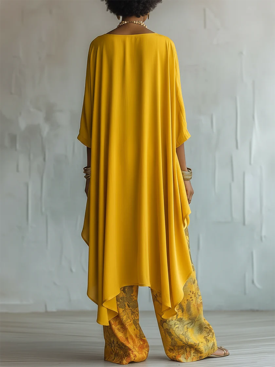 Milena - Stylish Flower Set with Wide Pants