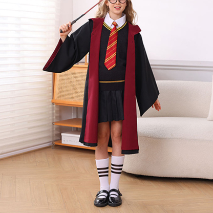 Hermione Granger Gryffindor Cosplay Costume for Adults, Women, Girls, and Kids – Wizard Magic Robe Halloween Carnival Outfit
